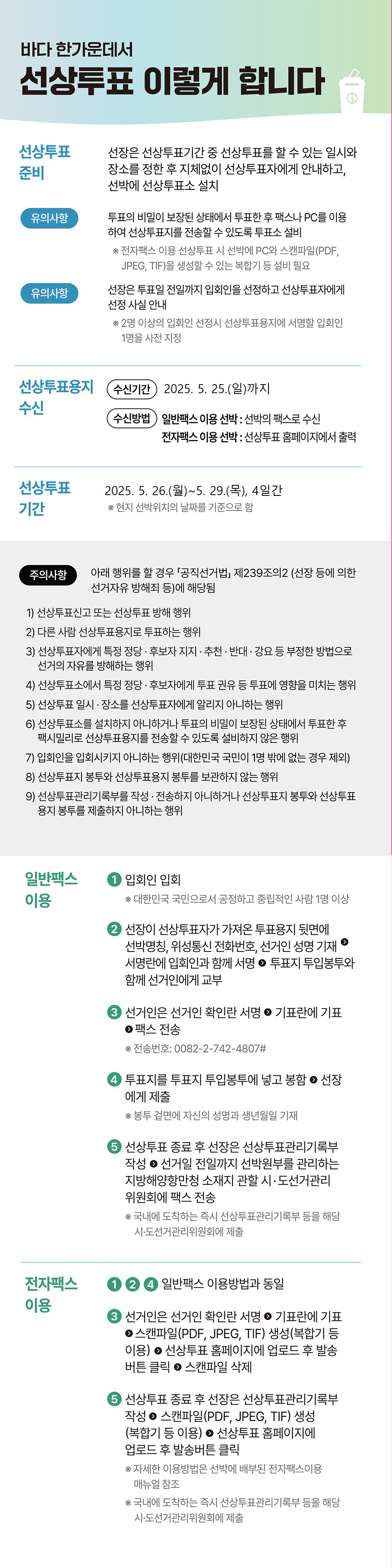 선상투표절차 안내: 상세내용은 다음글을 확인해주세요.