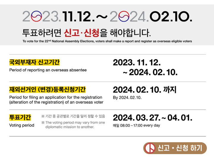 제22대 국회의원 재외선거 신고•신청 하기